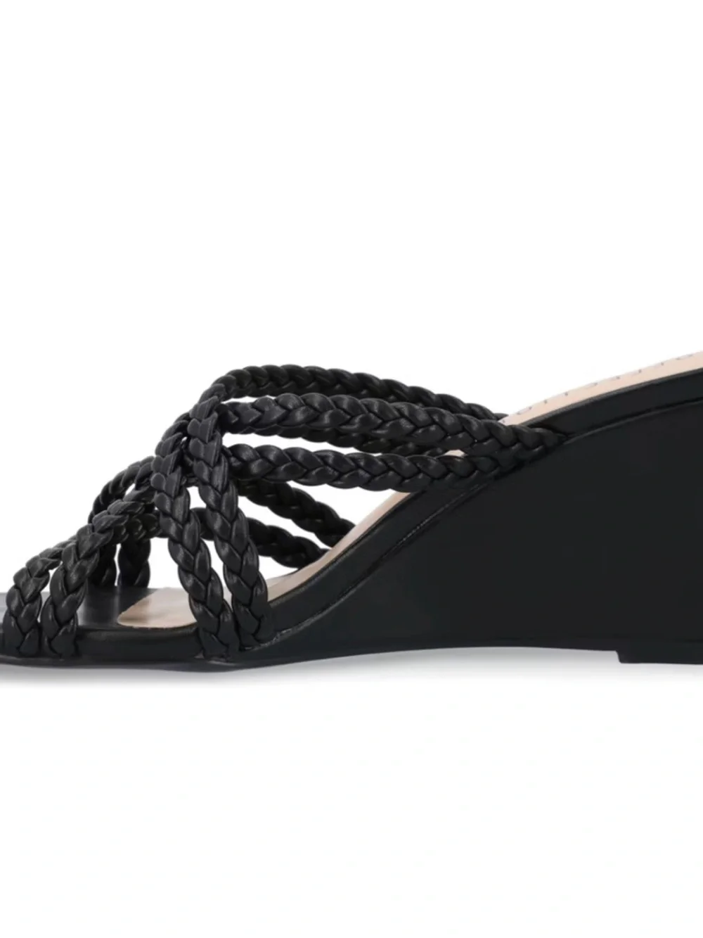 New Journee Collection Women's Baylen Braided Strap Slip On Wedge Sandals 9.5